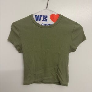 Abercrombie & Fitch Sage Green Ribbed Crop Top